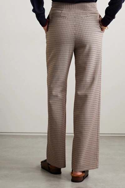 Shop See By Chloé Button-embellished Checked Woven Wide-leg Pants In Ecru