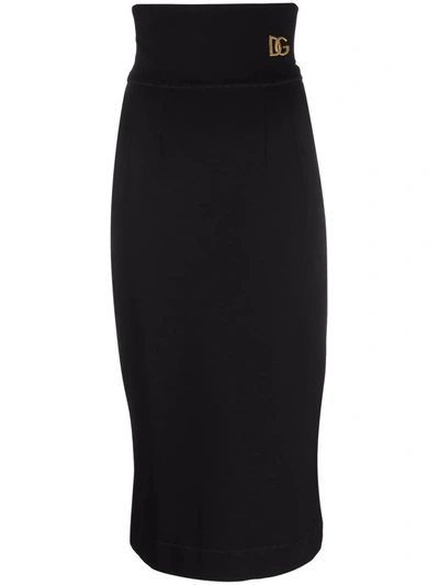 Shop Dolce & Gabbana Logo-plaque Pencil Skirt In Black
