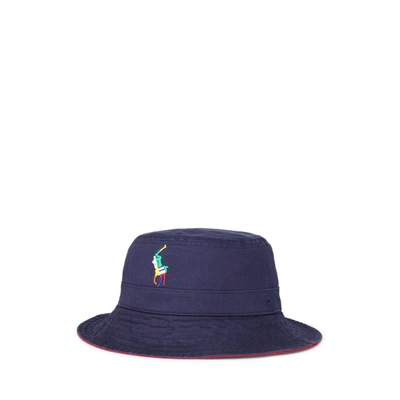 Shop Polo Ralph Lauren Reversible Bucket Hat In Collection Navy Multi