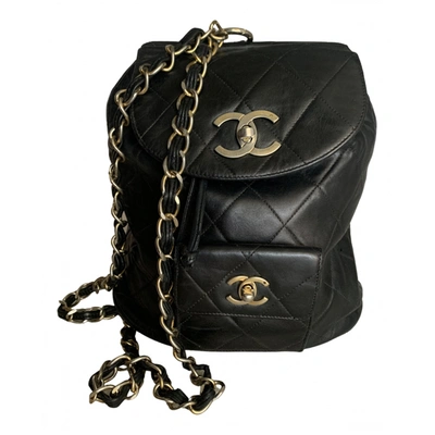 Pre-owned Chanel Duma Leather Backpack In Black