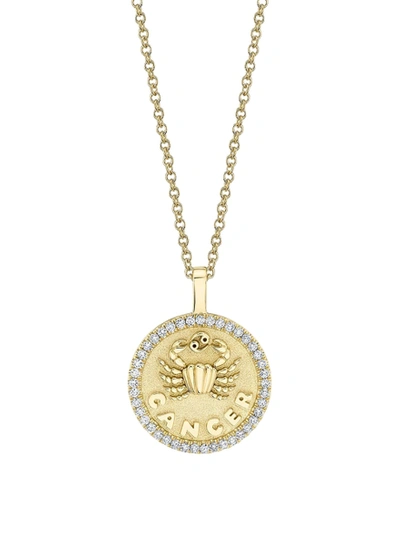 Shop Anita Ko 18k Yellow Gold Cancer Diamond Coin Pendant Necklace