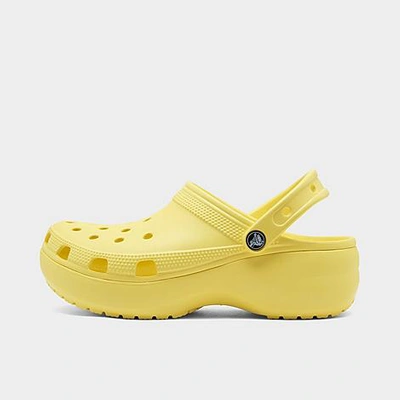 Shop Crocs Women's Classic Platform Clog Shoes In Banana
