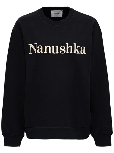 Shop Nanushka Remy Cotton Black Sweatshirt