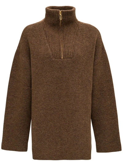 Nanushka Women's Zuma Zip Up Oversized Knit Sweater In Brown | ModeSens