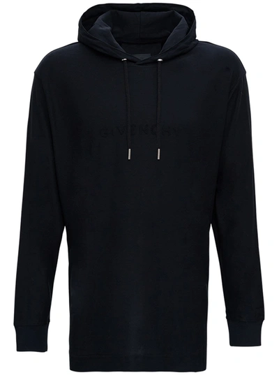 Shop Givenchy Black Oversize Cotton Hoodie With Logo Print