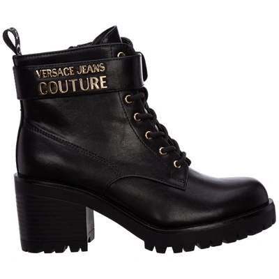 Shop Versace Jeans Couture Icon Heeled Ankle Boots In Nero