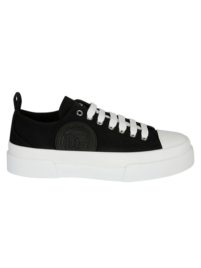 Shop Dolce & Gabbana Logo Patched Sneakers In Bianco Nero