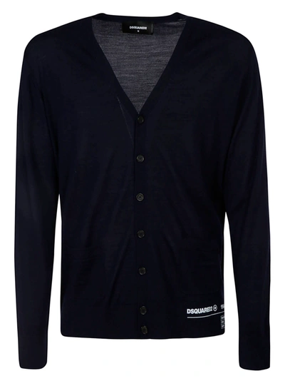 Shop Dsquared2 Regular Buttoned Cardigan In Blue Navy