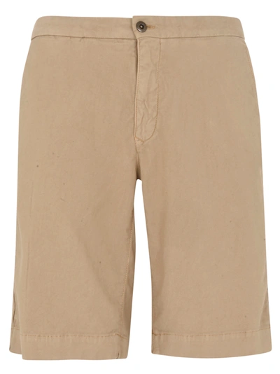 Shop Incotex Ribbed Waist Plain Shorts In Beige Medio