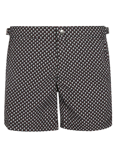 Shop Alexander Mcqueen Sw Dots Skull Buttoned Shorts In Black/red
