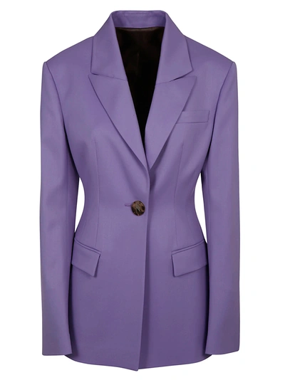 Shop Attico Single Buttoned Plain Blazer In Lilac