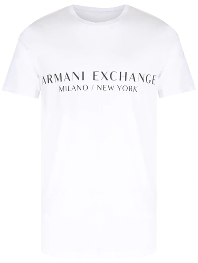 Shop Armani Exchange Logo-print T-shirt In Weiss