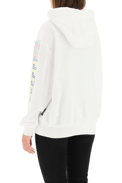 Shop Versace Logo Sweatshirt With Hoodie In White