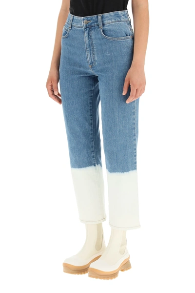 Shop Stella Mccartney Faded Effect Cropped Jeans In Blue,white