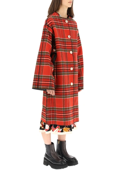 Shop Marni Reversible Melton Wool Coat In Red