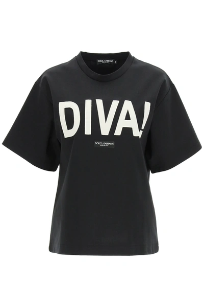 Shop Dolce & Gabbana Diva T-shirt With Patch In Black