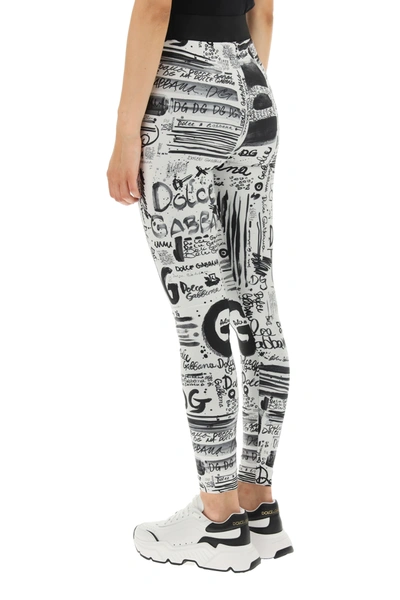 Shop Dolce & Gabbana Graffiti Leggins In White