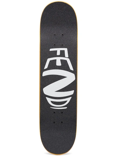 Shop Fendi Distorted Monogram Pattern Skateboard In Schwarz