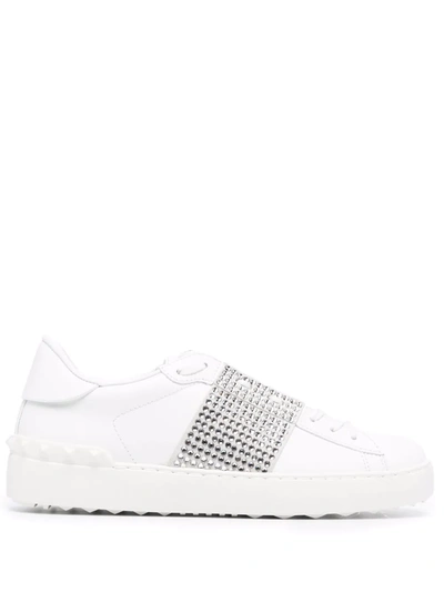 Valentino Garavani Open Crystal-embellished Leather Trainers In White |  ModeSens