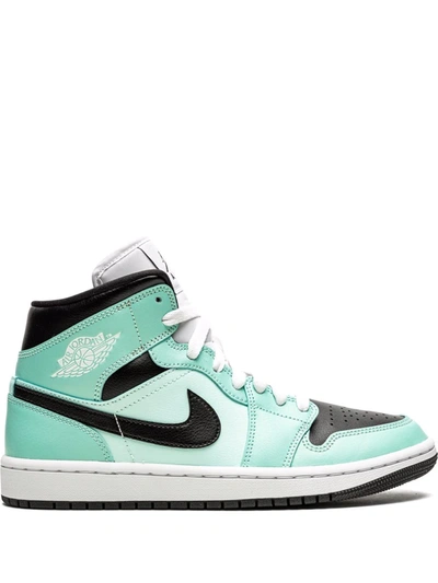 Shop Jordan Air  1 Mid "aqua Black" Sneakers In Green