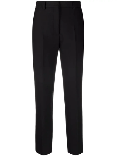 Shop Msgm High-waisted Cropped Trousers In Schwarz