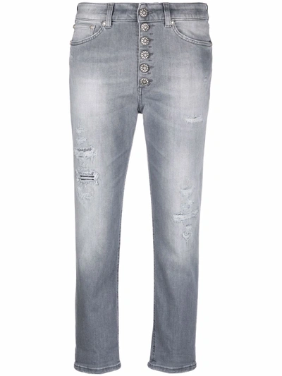 Shop Dondup Cropped Straight-leg Jeans In Grau
