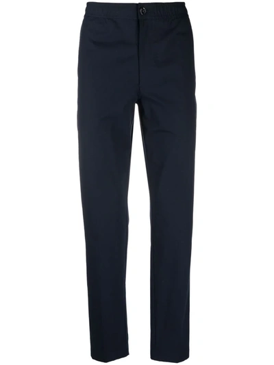 Shop Theory Mid-rise Slim-fit Trousers In Blau