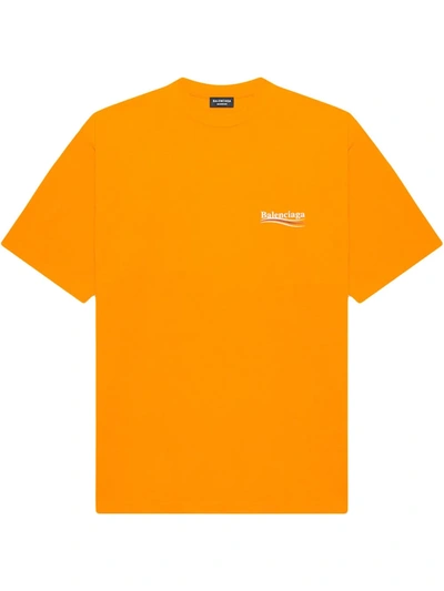 Balenciaga Logo Oversized Cotton Jersey T-shirt In Orange | ModeSens