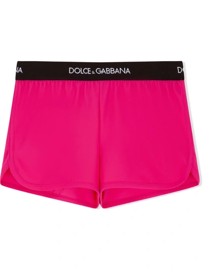 Shop Dolce & Gabbana Logo-waistband Shorts In Pink