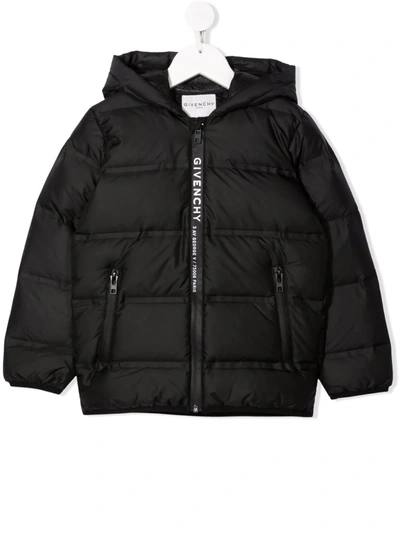 Shop Givenchy Hooded Zip-up Down Jacket In Black