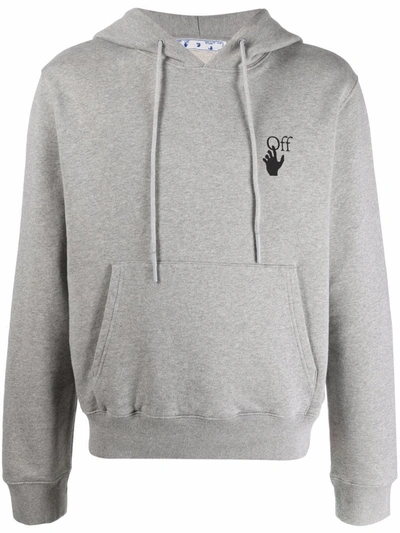 Shop Off-white Arrows-print Logo Drawstring Hoodie In Grey