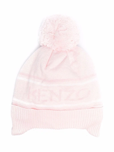 Shop Kenzo Logo-print Knitted Beanie In Pink