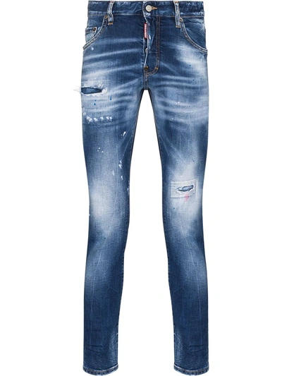 Shop Dsquared2 Skater Distressed Jeans In Blau