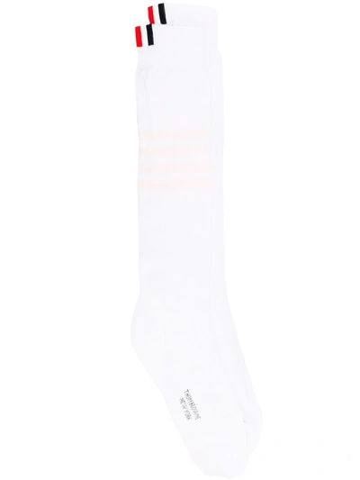 Shop Thom Browne 4-bar Cotton Socks In White