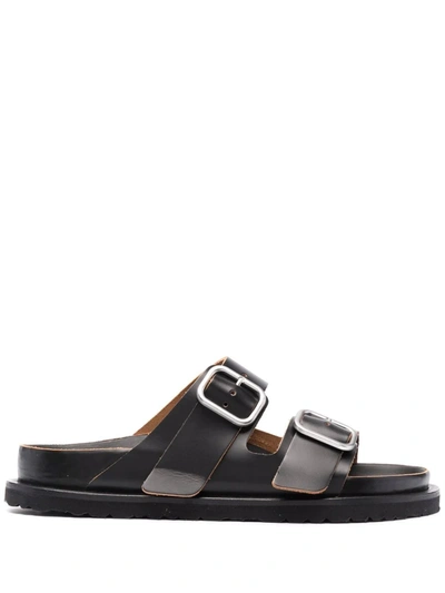 Shop Jil Sander Moulded-footbed Double-strap Sandals In Black