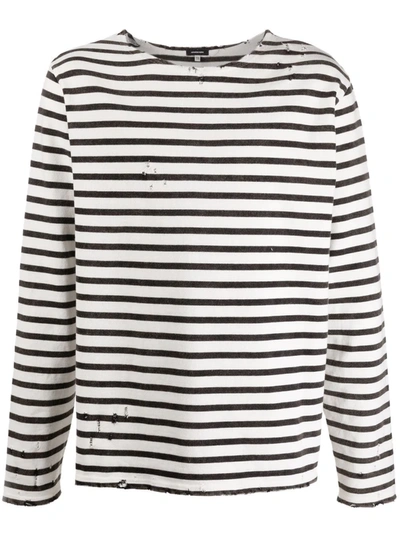 Shop R13 Striped Long-sleeve Top In White