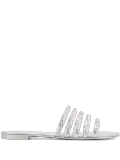Shop Giuseppe Zanotti Michela Crystal-embellished Sandals In Metallic