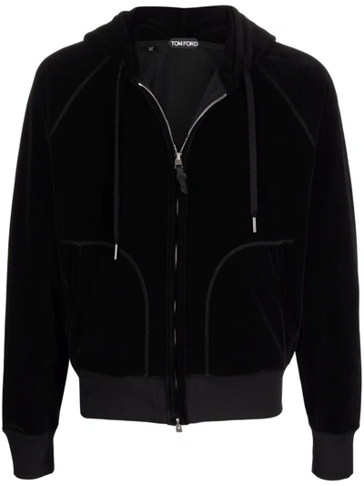 Shop Tom Ford Drawstring Hooded Jacket In Schwarz