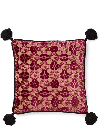 Shop Gucci Floral-pattern Cushion In Rosa