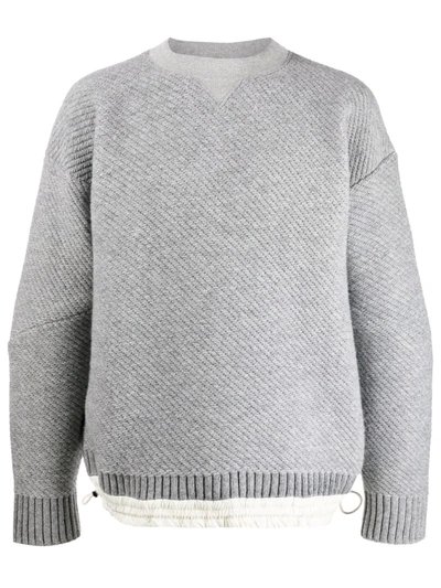 Shop Sacai Chunky-knit Crewneck Jumper In Grau