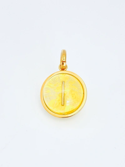Shop Burberry Gold Marbled Resin I Alphabet Charm In Gold/mimosa