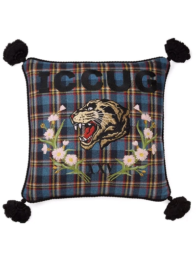 Shop Gucci Iccug Embroidered Cushion In 蓝色
