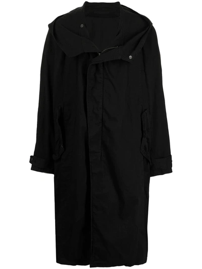 Shop Julius Draped Parka Coat In Black