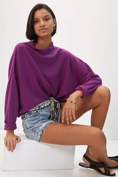 Shop Anthropologie Alani Cashmere Mock Neck Sweater In Purple