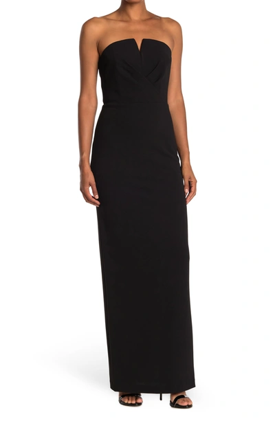 Calvin Klein Split V Strapless Gown In Black | ModeSens