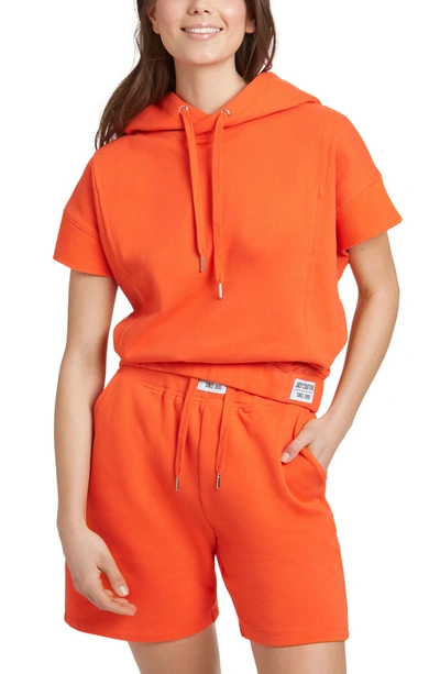 Shop Juicy Couture Blocked Crop Hoodie In Blazing Orange