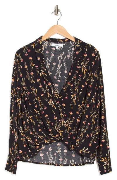 Shop Likely Emmy Mimi Floral Surplice High/low Top In Black Multi