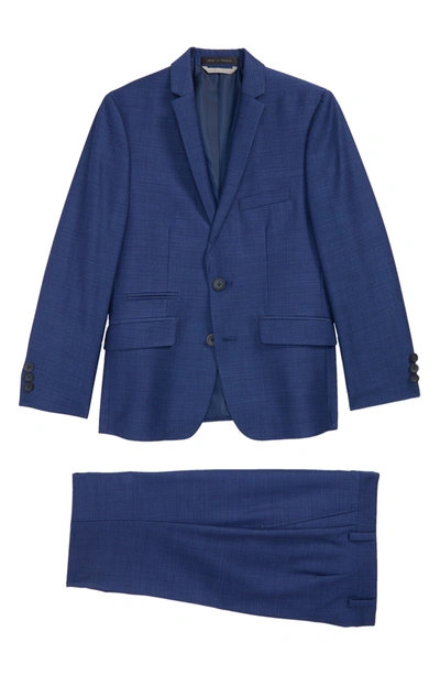 Shop Andrew Marc Textured Suit In Blue/ Navy