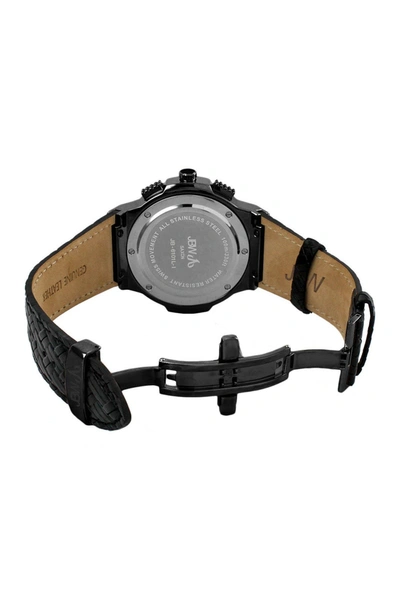 Shop Jbw S Saxon Embossed Diamond Leather Watch, 46mm In Black