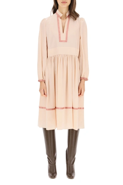 Shop See By Chloé Silk Midi Dress In Cameo Rose (pink)
